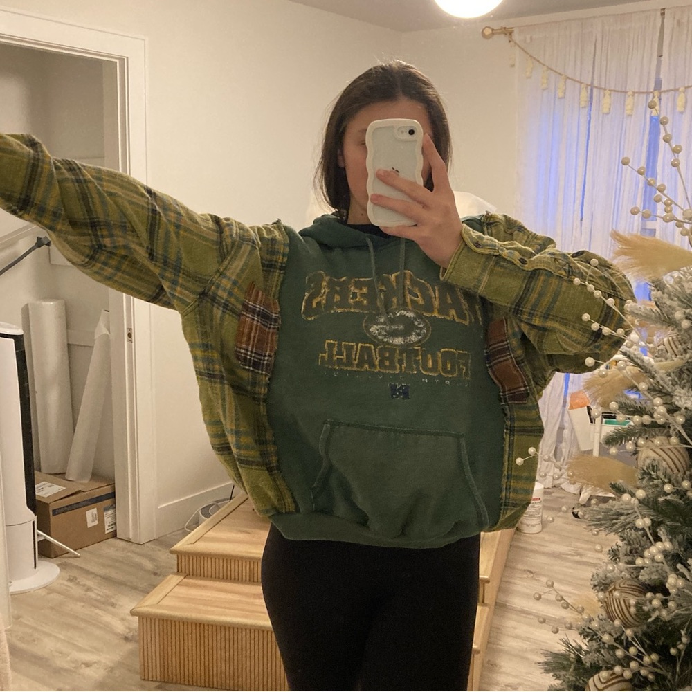 Green Bay packers sweatshirt Upcycled rework hoodie